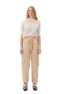 PANTALON BEIGE WASHED SATIN POCKET Ganni
