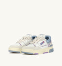 BASKET CLC EN CUIR BLANC ET DAIM CELESTE ET GRIS CLAIR Autry
