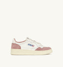 BASKET MEDALIST LOW EN CUIR DE CHEVRE BLANC ET EN DAIM ROSE