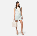 Mini-robe en crêpe stretch imprimé logo avec foulard sur le décolleté elisabetta franchi