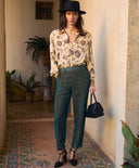 PANTALON VISCHIO EN VELOURS FLUIDE CÔTES BICOLORES - AI 23 - OCTANE Momoni