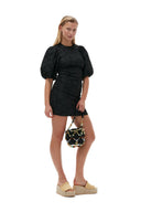 STRETCH JACQUARD PUFF SLEEVES MINI DRESS Ganni