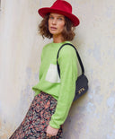 TRICOT ABETE EN BABY ALPAGA COLOR BLOCK - AI 23 - VERT ACIDE Momoni