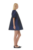 BLUE SHINY TAFFETA MINI DRESS Ganni