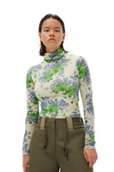 PRINTED MESH LONG SLEEVE ROLLNECK Ganni