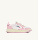 BASKET MEDALIST BAISSE EN CUIR BICOLORE BLANC ET ROSE Autry