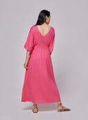 Robe Col V Manches Chauve souris en Lin / Elasthanne Majestic