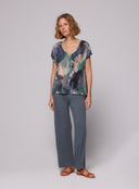 T-shirt Col V Manches Courtes en Coton / Elasthanne Majestic