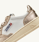 BASKET MEDALIST LOW FEMME EN CUIR BICOLORE BLANC ET PLATINE