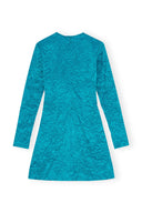 ROBE BLUE CRINKLED SATIN GATHERED KNOT MINI Ganni
