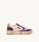 BASKET MEDALIST LOW SUPER VINTAGE EN CUIR BLANC ET VIOLET Autry