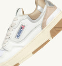 BASKET CLC EN CUIR BLANC BEIGE ET ARGENT Autry
