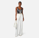 Pantalon droit en viscose avec ceinture elisabetta franchi