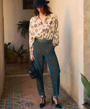 PANTALON VISCHIO EN VELOURS FLUIDE CÔTES BICOLORES - AI 23 - OCTANE Momoni