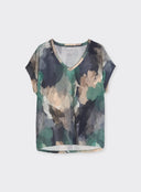 T-shirt Col V Manches Courtes en Coton / Elasthanne Majestic