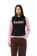 BLACK COTTON ROPE VEST Ganni