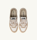 BASKET MEDALIST LOW UPER VINTAGE EN CUIR BLANC, BEIGE ET PLATINE