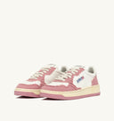 BASKET MEDALIST LOW EN CUIR BLANC ET TOILE ROSE