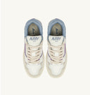 BASKET CLC EN CUIR BLANC ET DAIM CELESTE ET GRIS CLAIR Autry