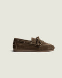 Mocassin bateau en daim brossé | Marron foncé