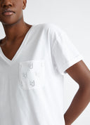 T-shirt avec poche poitrine et strass Liu Jo