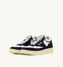 BASKET AUTRY MID CUIR BLANC DAIM MARINE