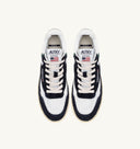 BASKET AUTRY MID CUIR BLANC DAIM MARINE