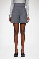 Short en laine mélangée grise Ganni