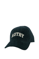 CASQUETTE BASEBALL EN VELOUR A COTES GREEN AVEC BRODERIES