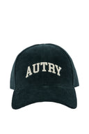 CASQUETTE BASEBALL EN VELOUR A COTES GREEN AVEC BRODERIES