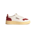 BASKET AUTRY MEDALIST LOW CUIR BLANC ET DAIM POURPRE