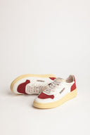 BASKET AUTRY MEDALIST LOW CUIR BLANC ET DAIM POURPRE