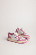 BASKET AUTRY MEDALIST LOW CUIR BLANC ET ROSE