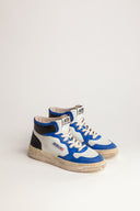 BASKET AUTRY LOW CUIR BLANC BLEU