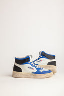 BASKET AUTRY MEDALIST MID SUPER VINTAGE CUIR BLANC BLEU NOIR