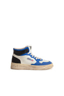 BASKET AUTRY LOW CUIR BLANC BLEU