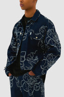 Veste en jean à points de fleurs