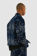 Veste en jean à points de fleurs