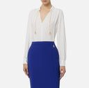 Chemise en georgette de viscose avec accessoire sur le col elisabetta franchi