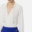 Chemise en georgette de viscose avec accessoire sur le col elisabetta franchi