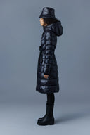 CORALIA Manteau en duvet léger avec capuchon et ceinture à nouer Mackage