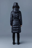 CORALIA Manteau en duvet léger avec capuchon et ceinture à nouer Mackage