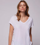 T-shirt Col V Manches Courtes en Coton Majestic