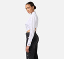 Chemise cropped en popeline rayée avec fond asymétrique