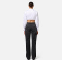 Chemise cropped en popeline rayée avec fond asymétrique