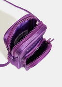 Mini-sac à bandoulière en satin violet Essentiel