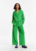 Blazer croisé en velours côtelé vert Essentiel