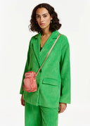 Blazer croisé en velours côtelé vert Essentiel