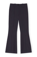 Stretch Stripe Bootcut Mid Waist Pants Ganni
