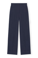 BLUE DRAPEY MELANGE TROUSERS Ganni